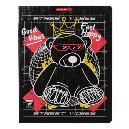 Notebook of 48 sheets in the cage "Bears", cover shaking cardboard, VD-smelships, text, block 60 g/m2, mix-5