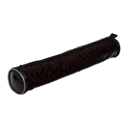 Penal-tobus for brushes, soft, 355 x 65 mm, 7k37, leatherette, reptile print, glossy, brown-5