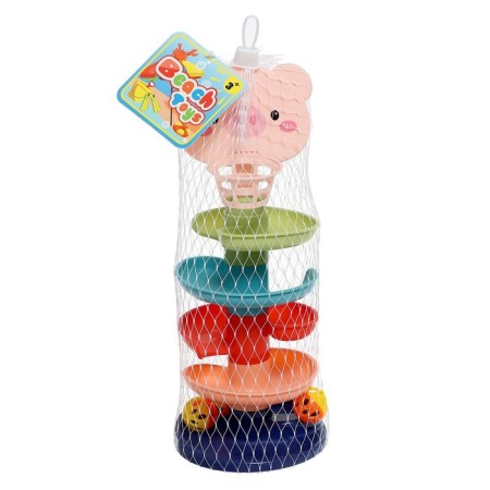 Developing pyramid "get into the basket", 6 elements, color mix-11