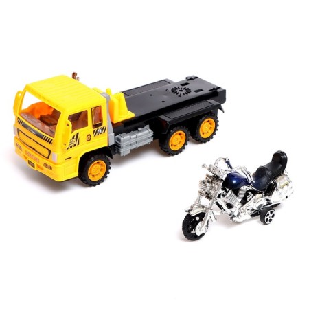 Radio -controlled truck "Evaciatorial", with a motorcycle, works from batteries, mix-3