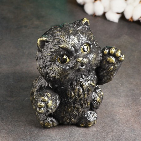 The piggy bank "joyful cat" is black, gold, 20cm-2