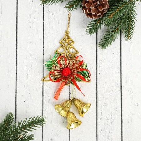 Decoration New Year's "Bell of the Elepery Christmas tree" 8x15 cm, red-gold