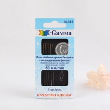 Sewing needles for beads, d = 0.4 mm, 5 cm, with a filamenter, 6 pcs