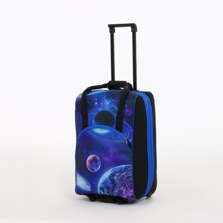 Small suitcase with a bag, 20 ", on a zipper, with an extension, the color is blue-1