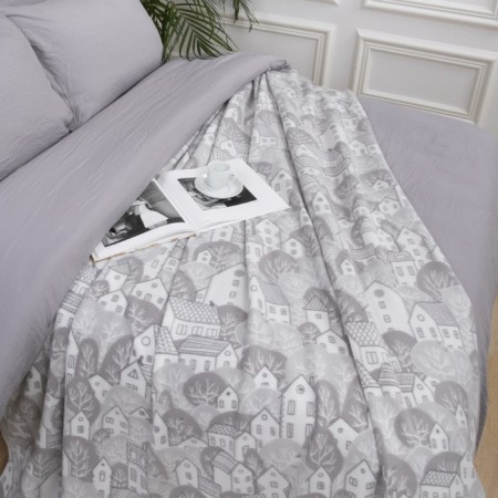 Fleet blanket "houses", size 150x200 cm, color gray color-1