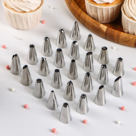 Set of pastry nozzles, d = 1.5 cm, 24 pcs, in the case, mix nozzles