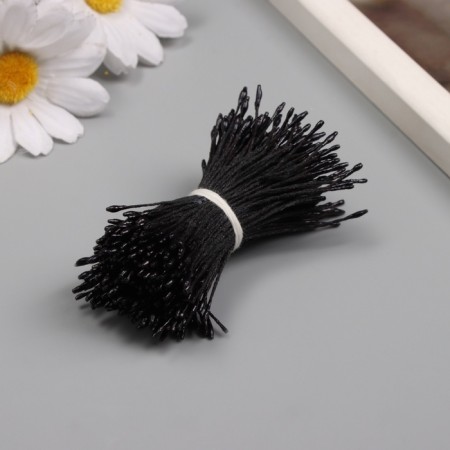 Stamens for artificial flowers gloss "risins" black set 360 pcs length 6 cm-1