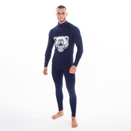 Male thermal underwear (fufaika, pants) print Bear, dark blue color, size 48-1