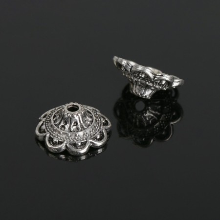 Bead hats (set of 10pcs), 6 × 13.5 mm, color black silver