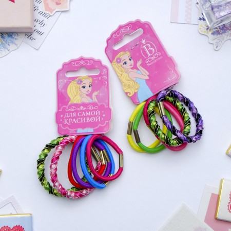 Hair gum "Grandient" (set of 6 pcs) overflow, 4.5 cm, mix-3