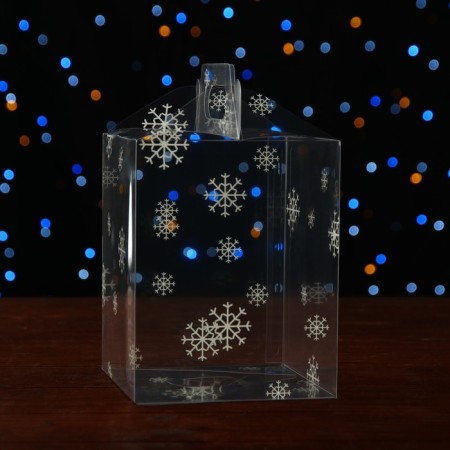 New Year. Box Gift New Year Folding PVC "Festive mood" 12 x 12 x 15 cm.-1