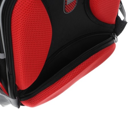 Frame backpack 37 x 28 x 12 cm, Across 194, filling: bag, pencil case, dark gray/red ACR22-194-5-14