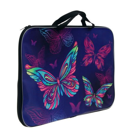Folder for drawings and drawings A3, 470 x 350 x 20 mm, with handles, textile, calligrata "butterflies"-1