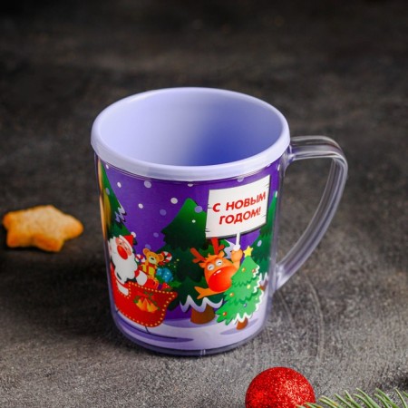 Plastic thermal circle “Happy New Year!”, 400 ml, MIX drawing-2