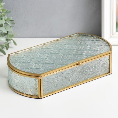 Casket glass with a metal frame "Pattern" gold 5.5x13.5x24.5 cm