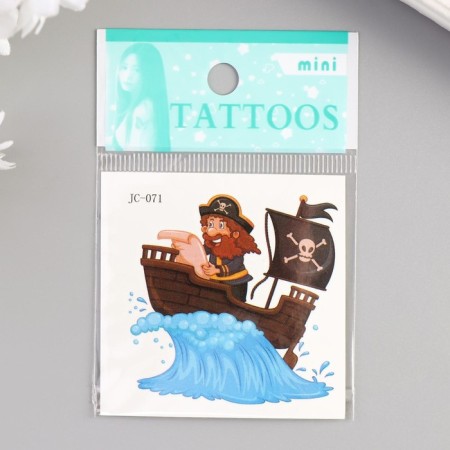 Tattoo on the body color "Pirate on the ship" 6x6 cm-2