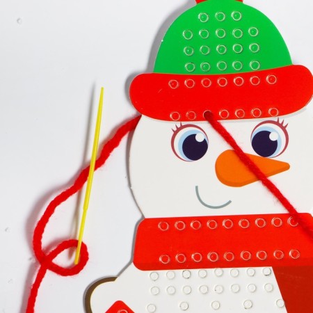 New Year's set for creativity. Embroidery with yarn "New Year! Snowman "on cardboard with a plastic needle-3