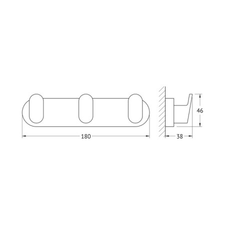 Bar with 3 hooks 18 cm black artwelle-1