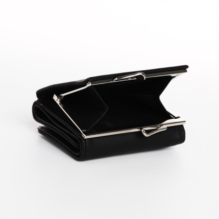 Women's wallet on the button, black color-4