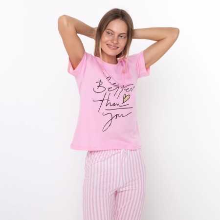 Female set (T -shirt/pants), pink color, size 52-2