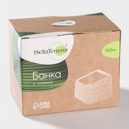 Porcelain Bank for bulk products with a spoon Bellatenero, 950 ml, white color-10