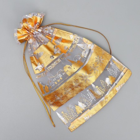 Bag Gift Organza "Golden City", 16 x 24 cm +/- 1.5 cm, New Year-4