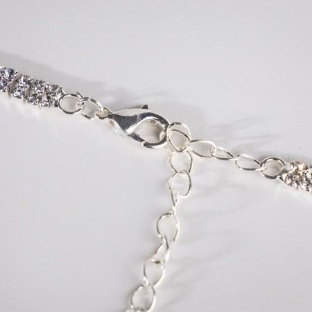 Set 2 objects: earrings, pendant "elegance" rhombus, white color in silver, 34 cm-3