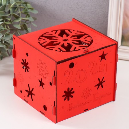 Casket-Cub "Snowflake" red 15.5x15x14 cm (set of 6 parts)