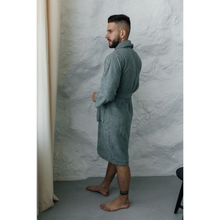 Tainted male bathrobe, size 46, emerald color-1