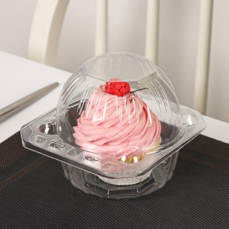 Plastic disposable packaging for desserts with an insoluble lid KP-21C1, 13 × 14 × 10.5 cm, 360 pcs/units.
