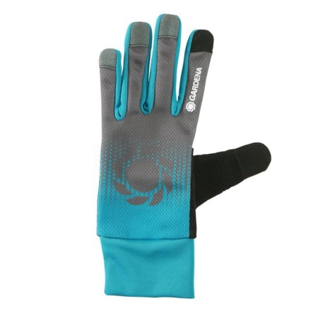 Garden gloves, polyester, without covering, with dots, size 7, gray, gardena-1