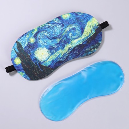 Mask for sleeping with gel liner "Van Gogh", 19 × 10 cm, elastic band is single, the color is blue-2