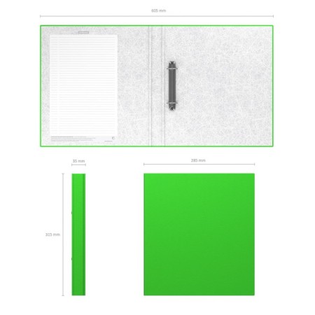 Folder on 2 rings A4, Erichkrause Neon, 35 mm, 1750 μm, laminated, solid cover, salad-9