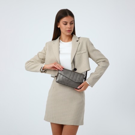 Bag-clate on magnet, long belt, bronze color-1