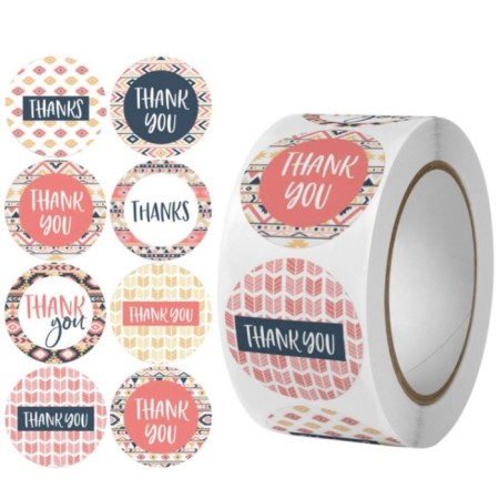 Sticker Paper "Ethnic patterns. Gratitude" d = 2.5 cm 500 pcs in a roll 3x6.5x6.5 cm