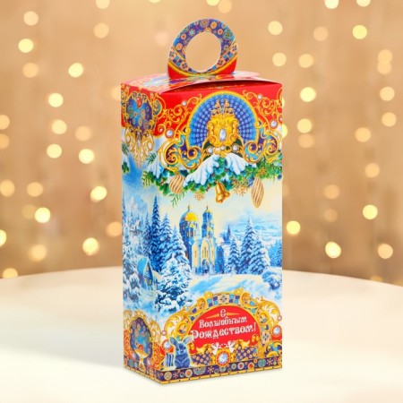 New Year. Gift box New Year's surprise "Christmas in the Winter Forest" 11 x 6 x 21 cm.