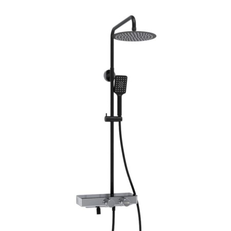 The shower system Wasserkraft A114.258.130.cb Thermo, tropical shower, thermostat, black/chrome 101151
