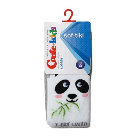 Children's tights with drawings CONTE KIDS Sof-Tiki, height 62-74 cm, white-gray color-1