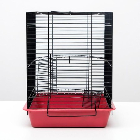The cage for the rodents "Pigzon" No. 3-1, with the 2nd floors, without filling, 33x24x28 cm, ruby-2