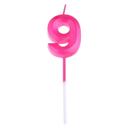 Candle in the cake on the skewer "Fine", the number "9", 5 cm, pink-2