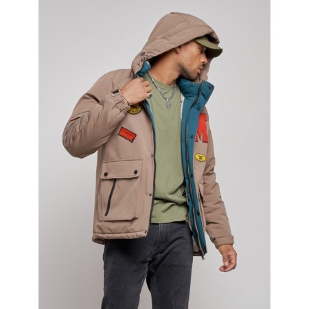 Winter male jacket, size 52, brown color-5