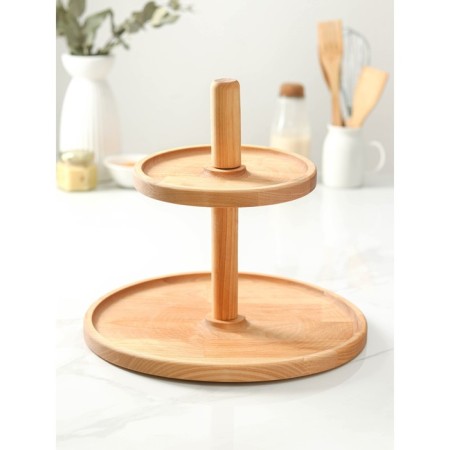 Double -tier stand ADELICA, D = 32 × 20 × 1.8 cm, height 27 cm, array of birch, saturated with oil-1