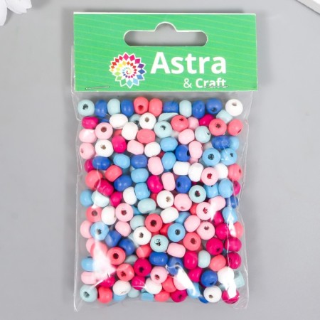 Set of wooden beads "Astra" blue-pink mix, 6mm, 18g-3