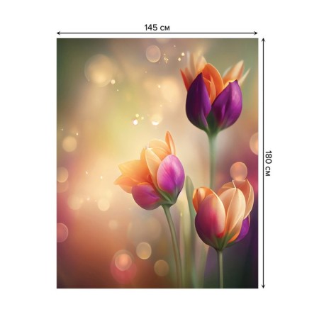 Tables on the table “Morning with tulips”, rectangular, Saten, size 145x180 cm-1