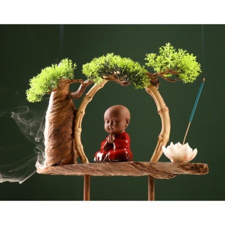 Souvenir tree, porcelain "Little Buddha in Red" with a stand for incense 35x35x9.5 cm-12
