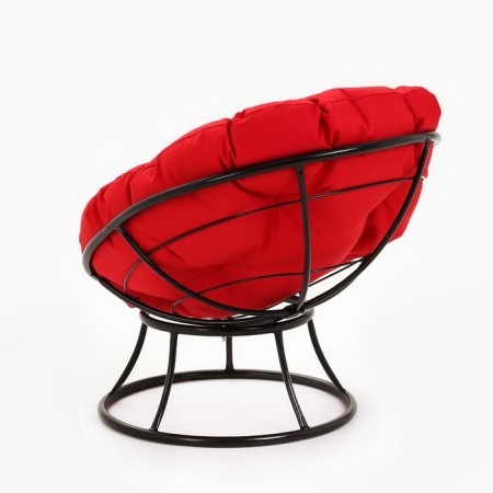 Armchair "Donut" with a red pillow, a black stand, 55 x 40 x 61 cm-3