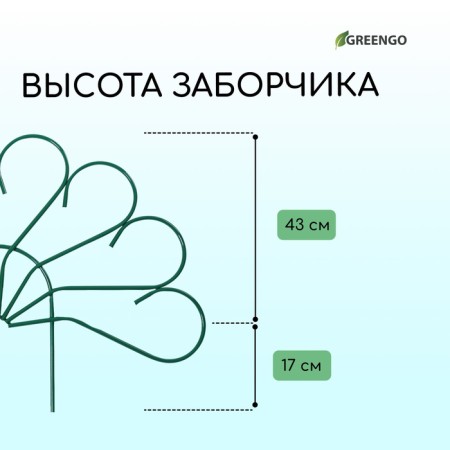 Decorative fence, 62 × 450 cm, 5 sections, metal, green, Pavlin-2, Greengo-2