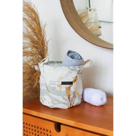 Storage basket with handles of the shade "marble", 20 × 20 × 24 cm, white-gray color-4