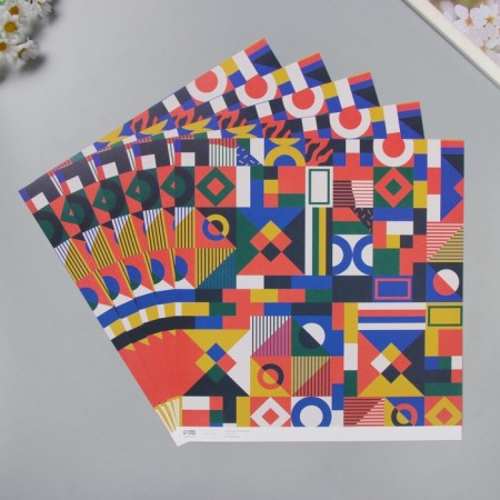 Scrapbooking paper "Color Geometry" density 180 grams set 5 pcs 30.5x32 cm-1