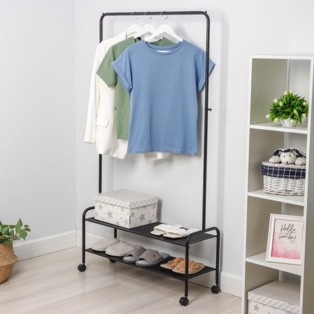 Valencia 32m clothing stand, 91.5 × 30 × 162 cm, black color